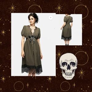 Mortuary Lace Button Up Midi Dress in Tea Leaf ⚡️SOLD OUT CURRENTLY ON WEBSITE⚡️